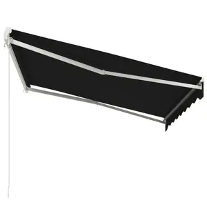 10' x 8' Electric Retractable Awning, Sun Shade Shelter with Remote Controller and Crank Handle for Deck, Black
