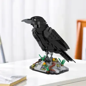 Gothic Raven Art Building Set Dark Bird Stand on Wild Stone Building Block Kit Perfect Gift for Gothic Fans & Brick Collectors Halloween Valentine’s Day & Christmas Deco