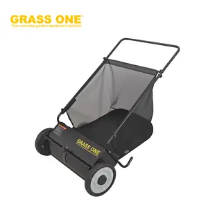 GARSS ONE 26" Push Lawn Sweeper with 7 cu.ft. Bag, 4 High-Speed Brushes, Adjustable Height, Durable Rubber Tires – Quiet, Eco-Friendly Leaf & Grass Collector