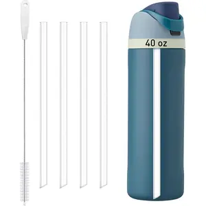 4 Pack Reusables Straw for  water bottle 24/32oz | 40oz,  Grade & ,Dishwasher Safe, for  Straw Replacement(Clear, 40oz)