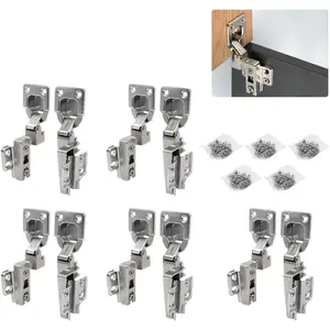 10 Pack (5 Pairs) Side-Mounted Hinges for Floor Cabinets, Dressers, Countertop Flip-up Hinges, 90?, Left and Right Mounted