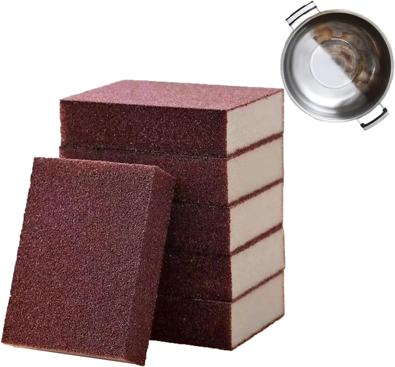 Diamond Sand Cleaning Sponge for Kitchen - 10pcs Pack, Stainless Pot Wipe, Safer Alternative to Steel Wool That Avoids Cookware Scratches & Metal Scraps