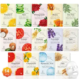 14 Pack Sheet Face Masks Skincare, Hydrating Face Masks Suitable for Dry Skin, Bulk Facial Mask Set for Women Skin Care, Face Mask Gifts Set for Face Spa