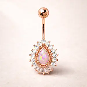 Rose Gold Victorian-Style Teardrop Navel Ring