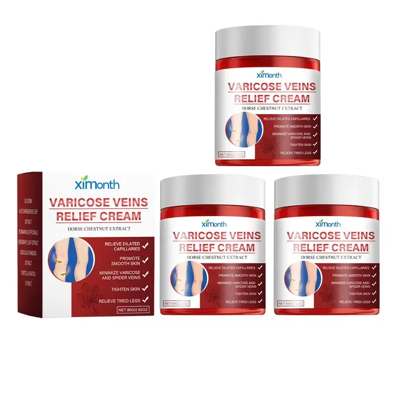 Varicose Vein Relief Cream with Horse Chestnut & Rosemary Leaf for Spider Veins, Improved Circulation & Skin Radiance on Legs, 80g, Single Item