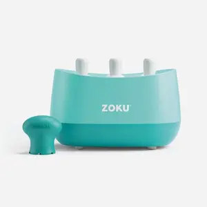 ZOKU New Triple Quick Pop Maker, Create 3 Popsicles in Minutes, Includes Super Tool, 6 Sticks and Drip Guards, 2 Pour Cups, and Character Kit, Blue
