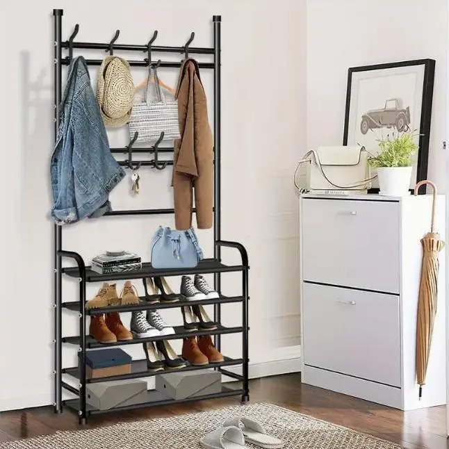 9-Tier Freestanding Shoe Storage Rack with Nonwoven Cover – Space-Saving Organizer for 27-35 Pairs of Sneakers, High Heels, and Boots – Perfect for Entryway or Closet Organization, Shoe Storage Organizer hatrack