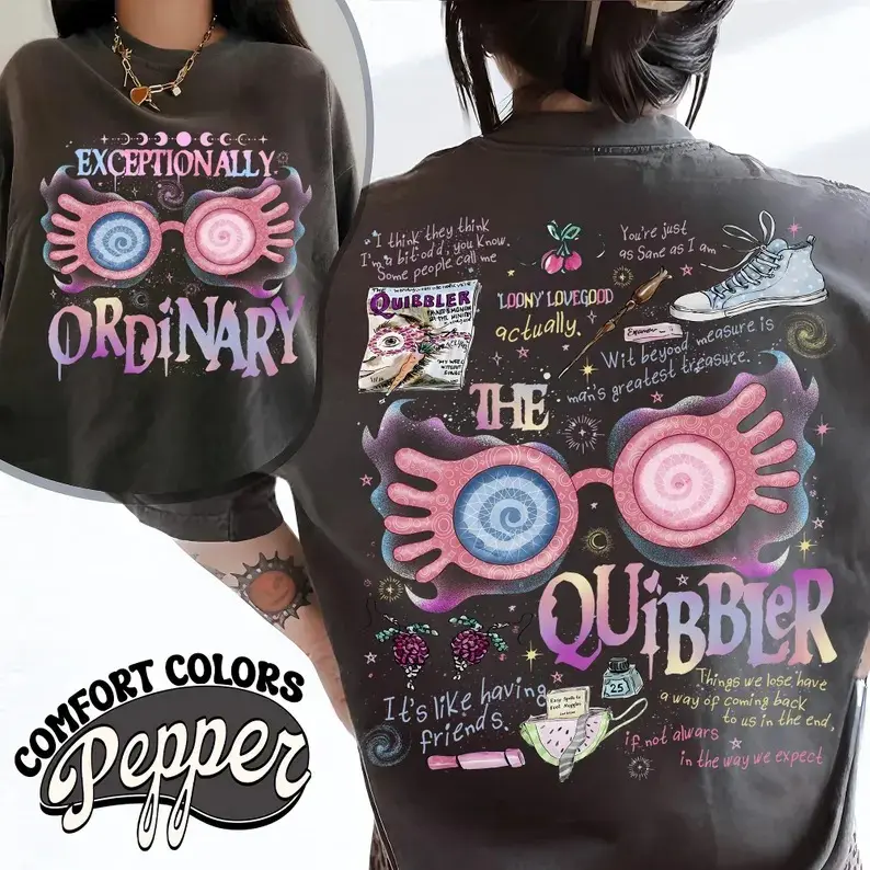 Wizard School Fandom Comfort Colors T-shirt - Sweatshirt - Hoodie - 'Just As Sane As I Am' Hp Tee, Magic Wand Two-sided T-shirt, Bookish Shirt, Luna Shirt, Hp Shirt