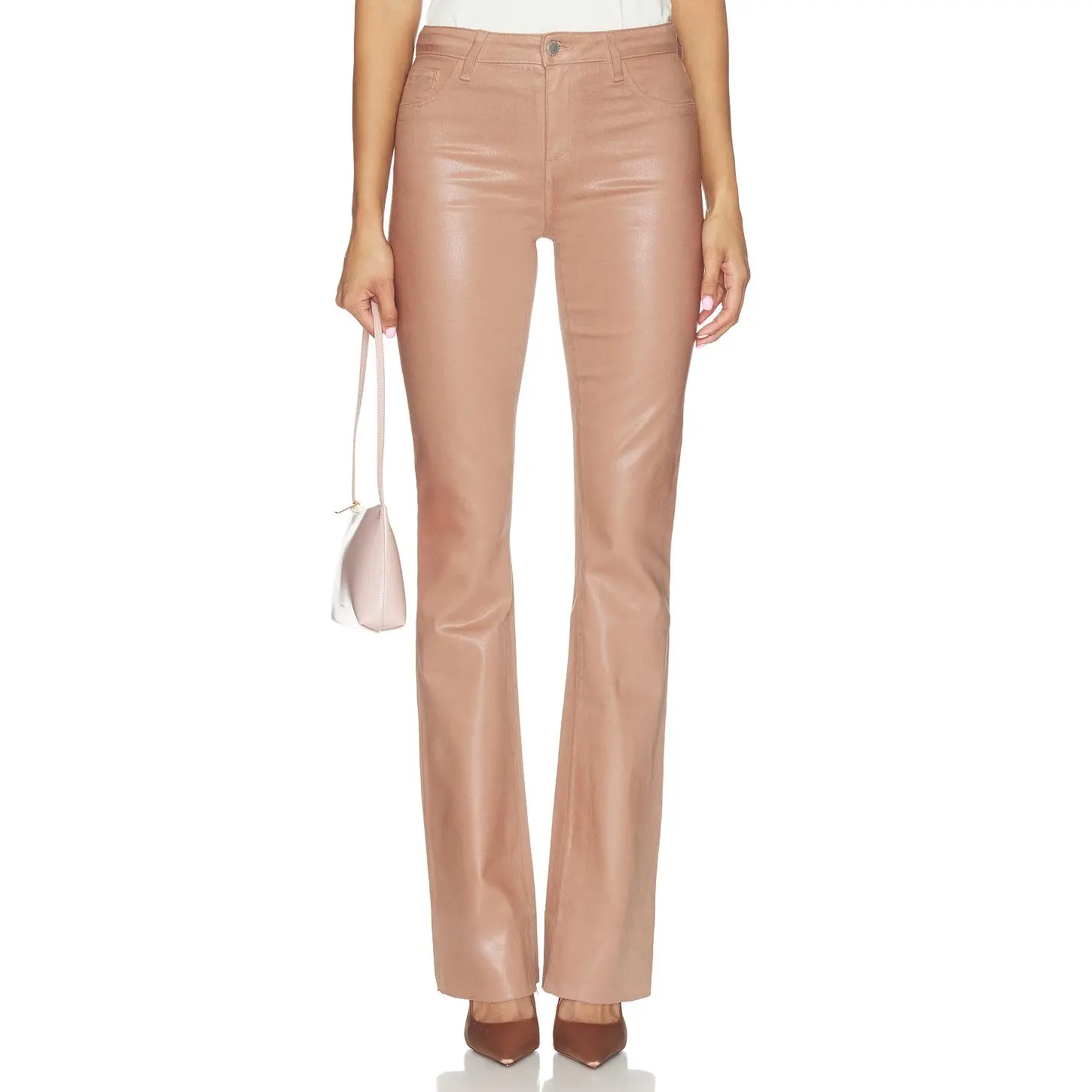 L'AGENCE Ruth Straight Leg Raw Hem Jeans in Hazelnut Coated