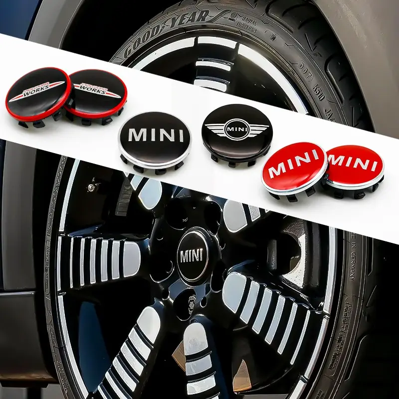 4pcs Mini Wheel HUB Cap Stickers, Car Tire Center Cover, Automobile Decals, Durable Anti-Scratch Protection, Fits Mini Cooper, Countryman, Jcw Models, Car Decals, Stickers For Cars