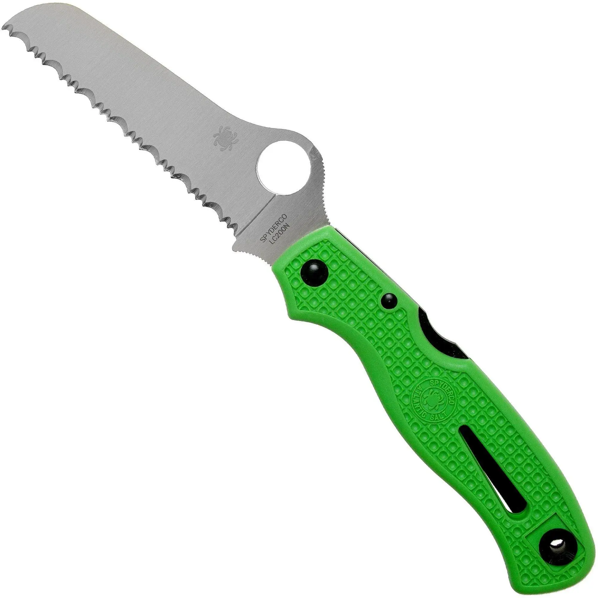 Home>Spyderco Knives>Spyderco Atlantic Salt Knife - C89FSGR - Serrated LC200N Sheepfoot - Green FRN - Lock Back Spyderco Atlantic Salt Knife - C89FSGR - Serrated LC200N Sheepfoot - Green FRN - Lock Back
