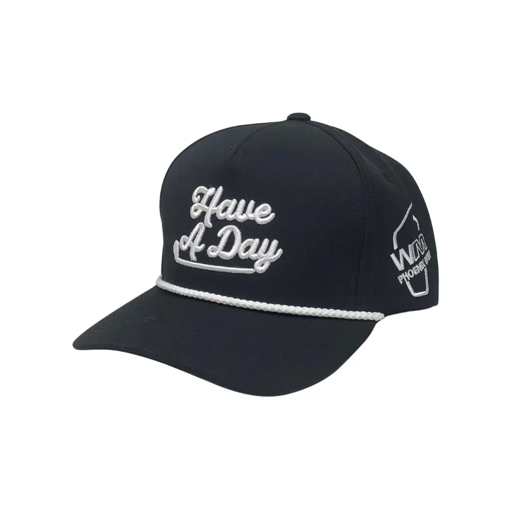Have A Day Black & White Rope Hat | Premium Tour-Inspired Golf Snapback Cap | Timeless Country Club Essential | Lightweight Adjustable Rope Hat