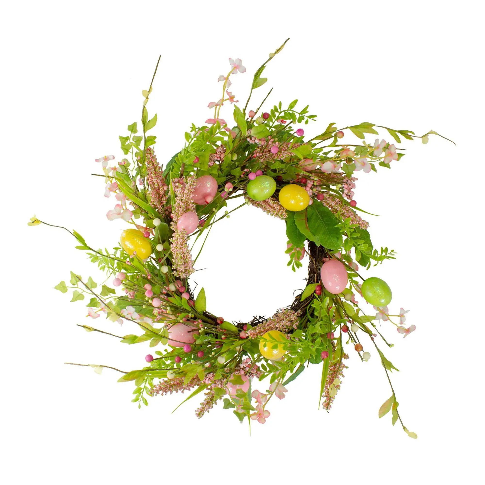 Easter Egg with Berry Floral Springtime Wreath Pink and Green