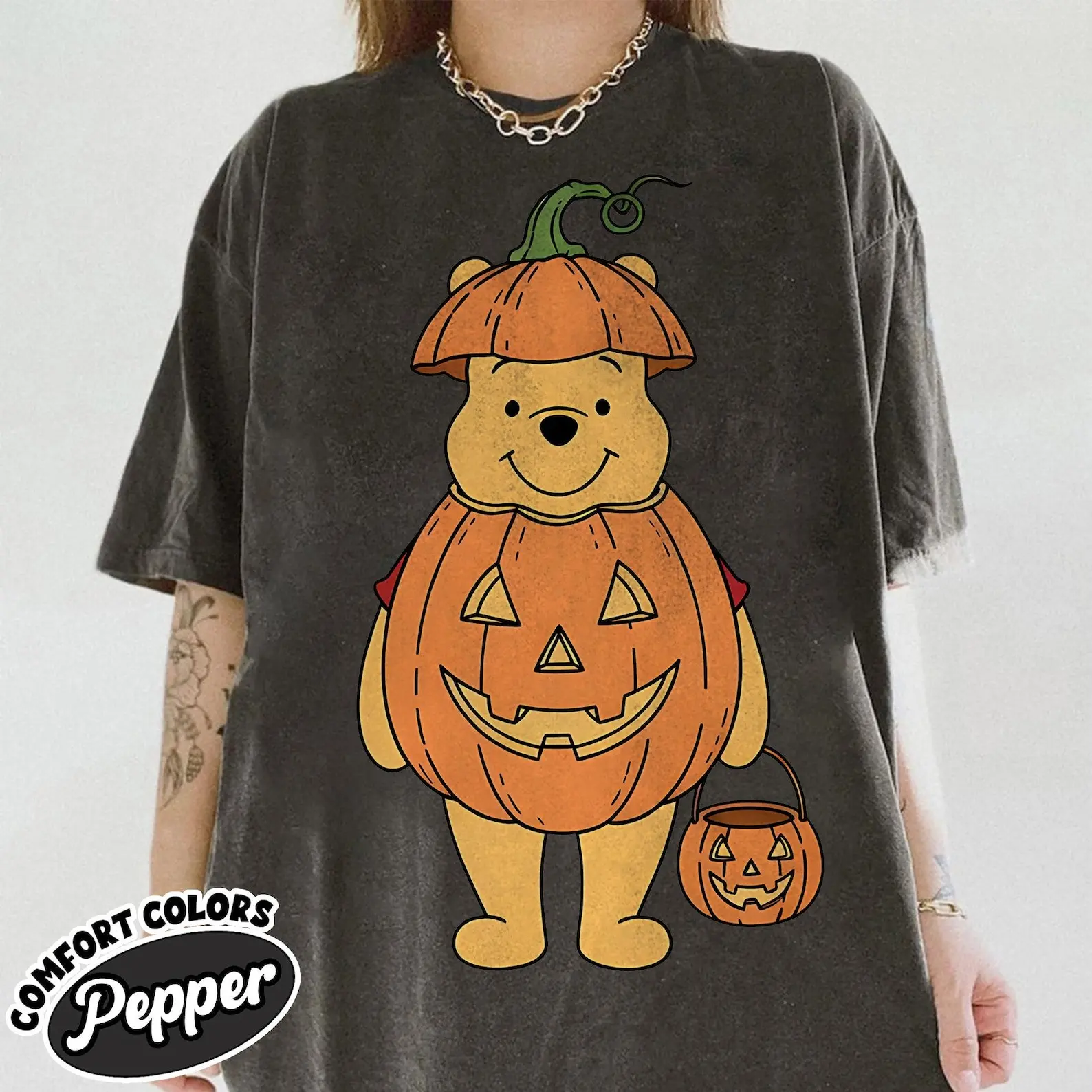 Retro Halloween Pumpkin Shirt, Season Tee, Cute Pooh Pumpkin Shirt, Halloween Trip Shirt