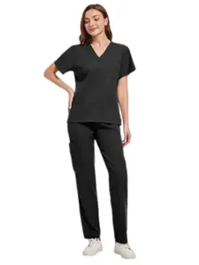 Womens Surgical Scrub Jumpsuit Short Sleeve Breathable Nurse Workwear, Comfortable Medical Coverall for Operating Room
