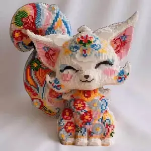 2026 New Wwjd Flower Nine-Tailed Fox Wildlife Building Blocks 3D Puzzle Model Decoration, Birthday Christmas New Year Gift