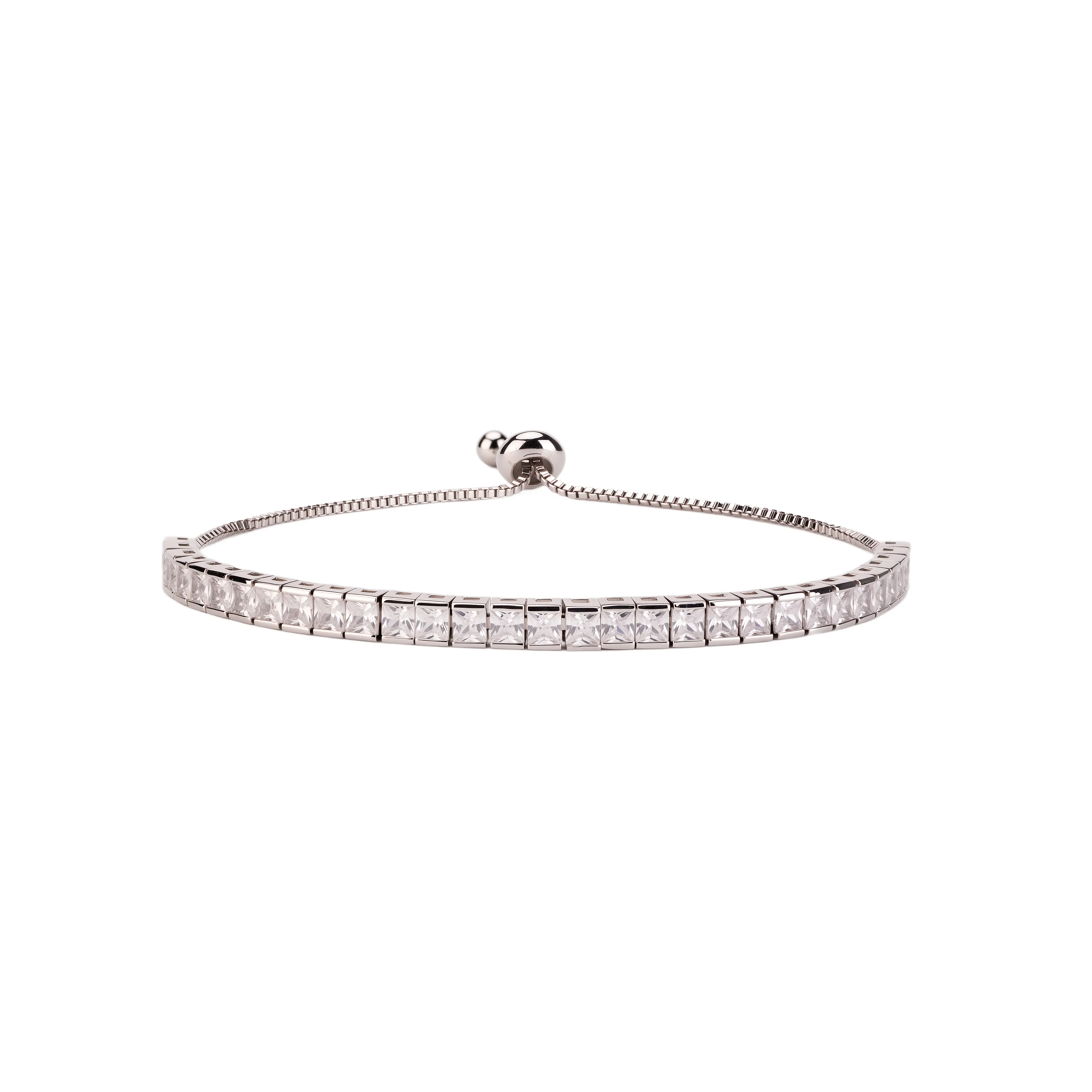 istone Adjustable 14K Gold Plated Tennis Bracelet Sparkling Cubic Zirconia Dainty Stackable Link Bracelet Hypoallergenic Jewelry Gift for Women