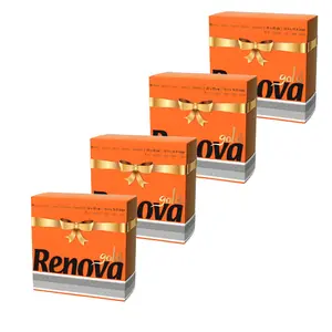 Renova 160 Premium Light Orange Napkins 2 Ply - Set of 4 Packs - Vibrant & Versatile - Ideal for Halloween, Graduation, Summer or Tropical-themed Parties