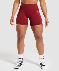 Women's High Waist Seamless Yoga Shorts Peach Printed Tight Leggings for Cycling Fitness Training Workout Wear