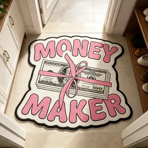 Irregular Shape Wave Edge Money Maker Rug, Cute Bow Design, Washable Plush Carpet, Home Decor Rugs for Living Room, Bedroom, Sofa, Coffee Shop, Gift Idea, Versatile Use