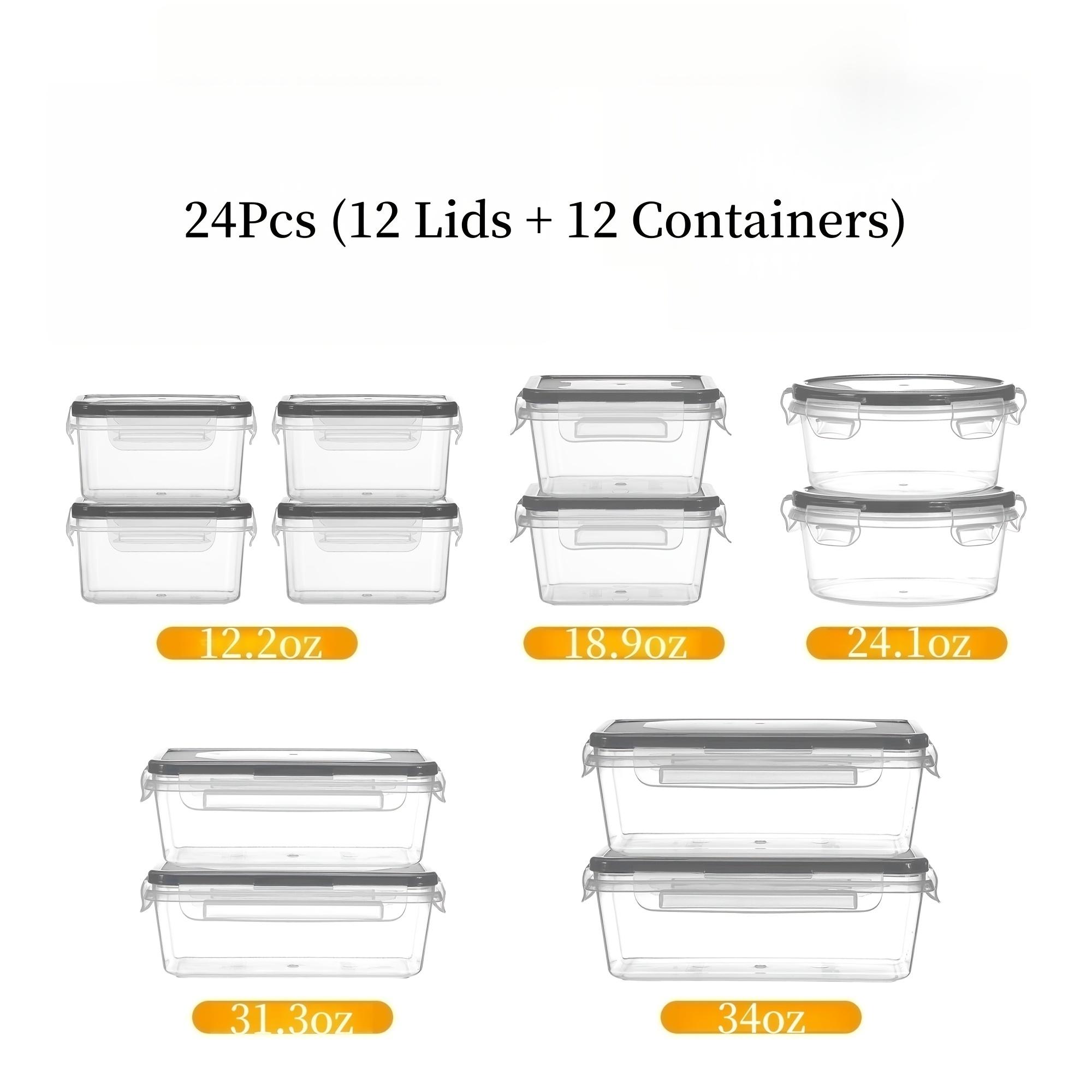 24/40/48 pieces/set food storage box set, food preservation boxes, easy-to-fix lids (12/20/24 lids + 12/20/24 containers) - Sealed plastic containers, suitable for pantry, travel, outdoor picnics, kitchen organization, includes labels and markers
