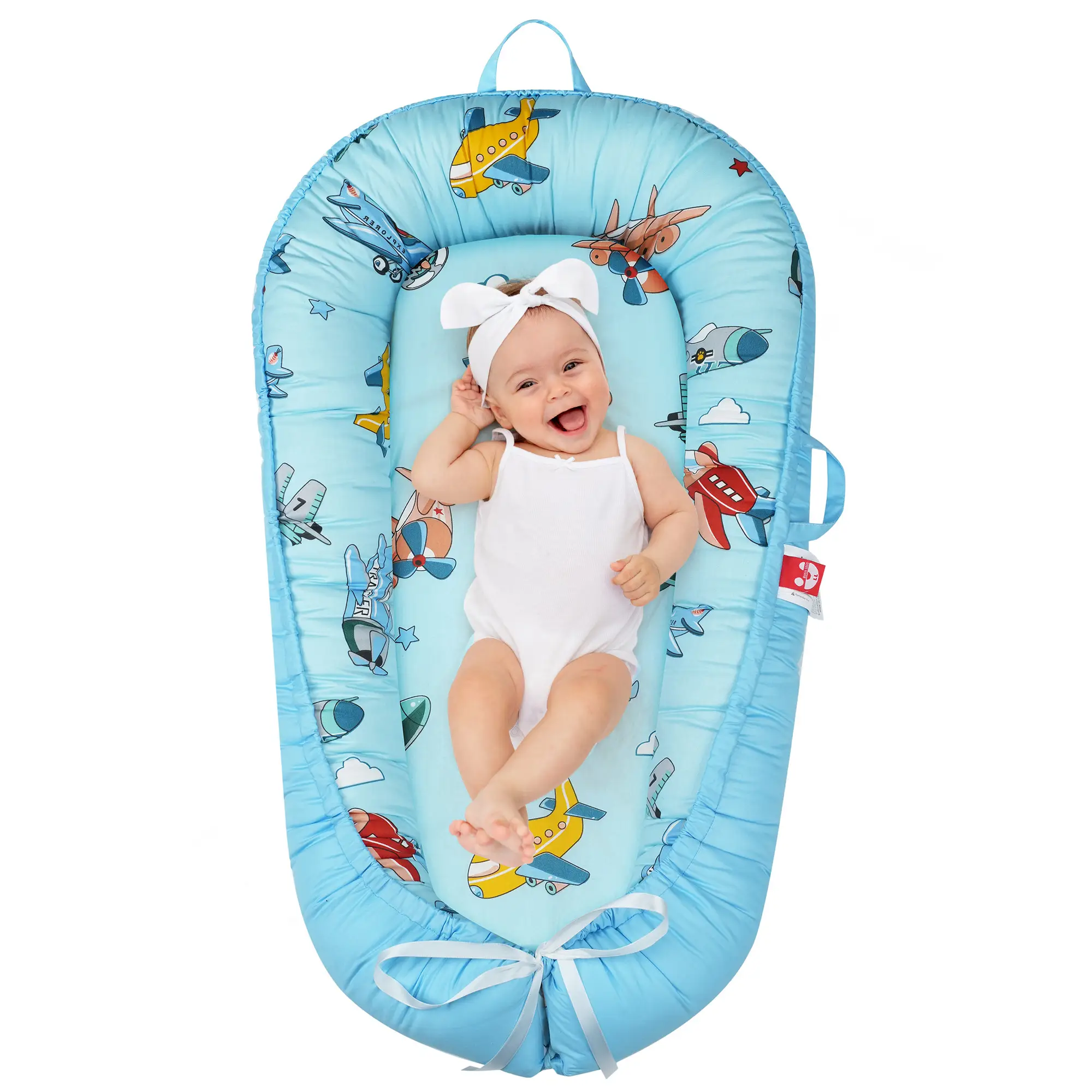 Baby Lounger for Newborn- Baby Nest Co Sleeping for Baby 0-24 Months, Breathable Portable Infant Nest - Adjustable 100% Cotton baby bed