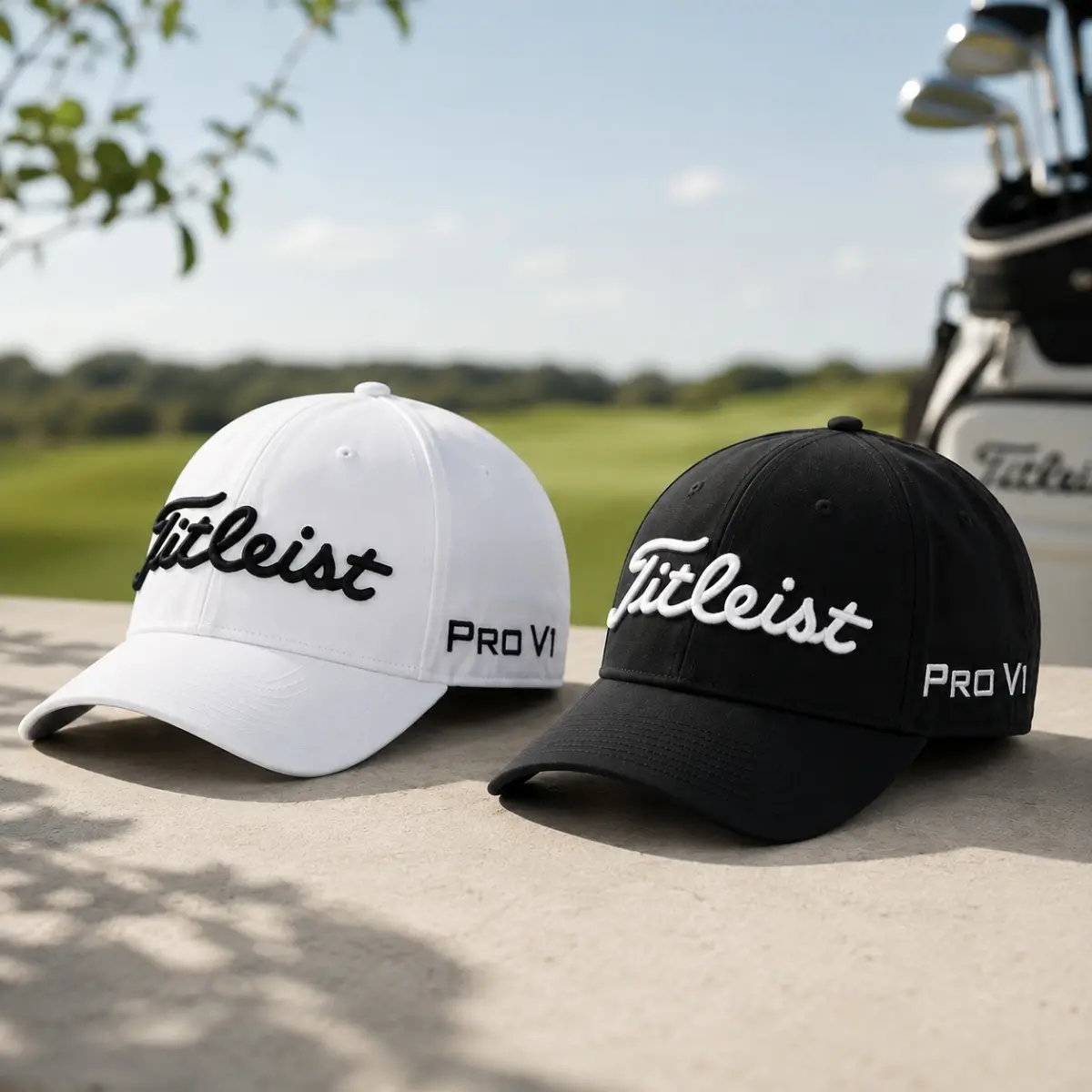 Titleist Men's Performance Golf Cap, Adjustable Sports Hat with Curved Bill, Lightweight Golf Hat for Outdoor Activities, Training & Everyday Casual Wear – Black & White