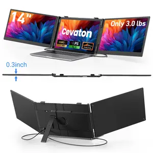 Cevaton New Arrival 14" Dual Laptop Screen Extender, 3.0 lbs Portable Monitor for 13.3"-17.3" Premium Laptops, Requires Dual External Display Support