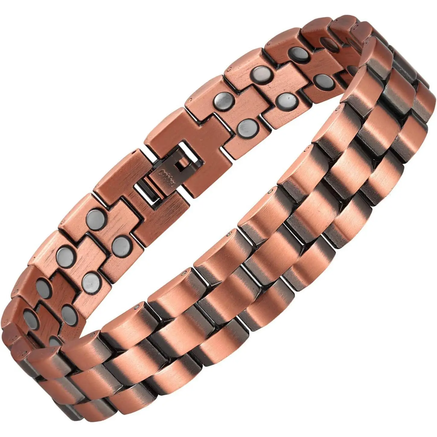 Men's 99.9% Pure Copper Magnetic Bracelet - Adjustable Costume Jewelry Wearables with 2 Square-Shaped Double-Row Magnets, Relaxation Gift for Enthusiasts