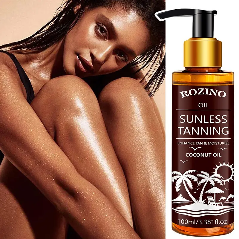 Coconut Oil Bronzer Lotion, Best Tanning Lotion, Sunless Tanning, No Sun Needed, Even Coloring, Non-Streaking, Moisturizing, Moisturizes Skin, 100ML, 20-30 Uses, Achieve Beach Glow at Home