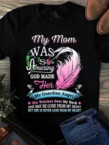 Guardian Angel T-shirt | Comfortable casual short sleeved T-shirt with fun patterns, round neck, suitable for all seasons, playful print, regular style