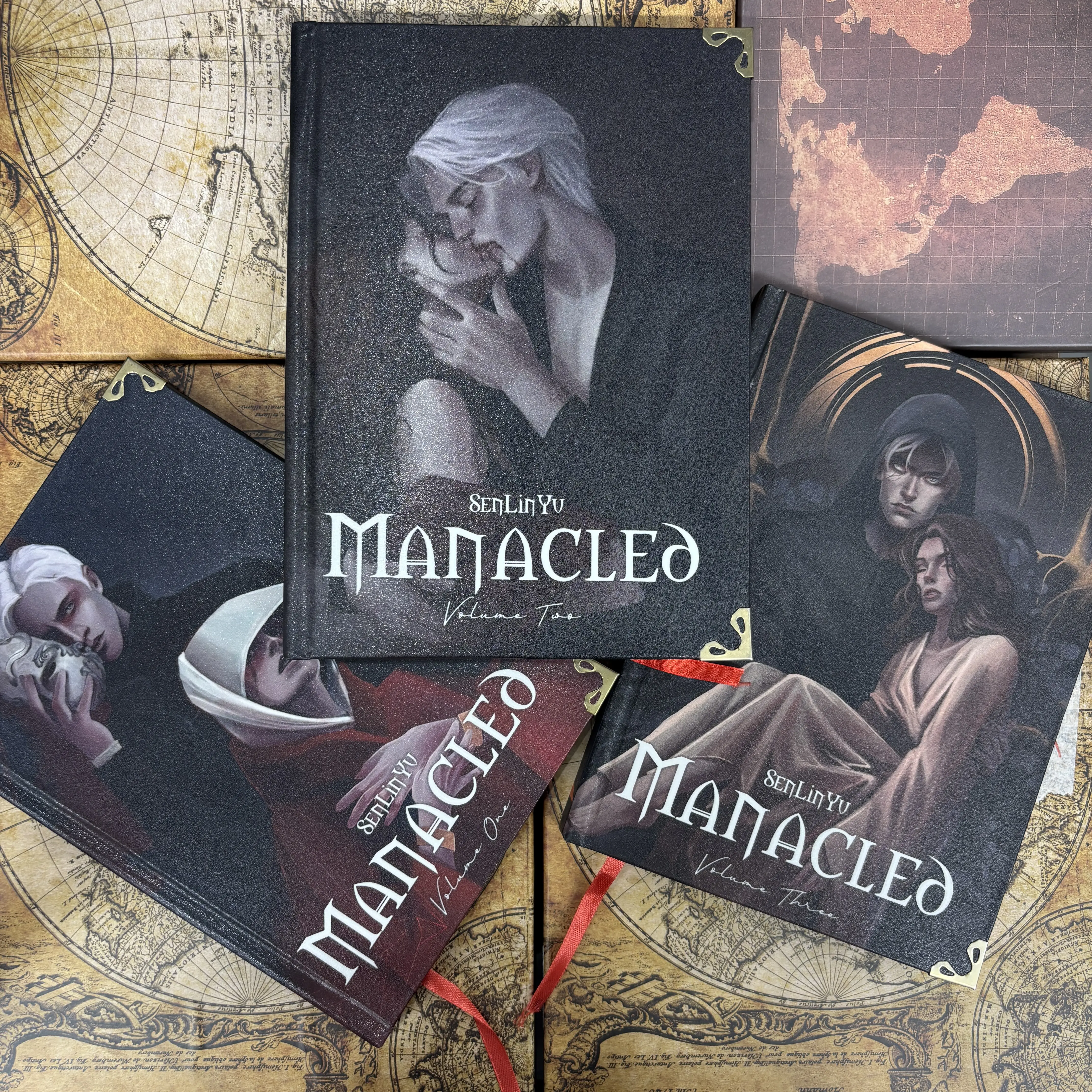 Manacled 3-Volume Hardcover Book Set by SenLinYu - Volumes 1, 2 & 3, Dark Fantasy Romance Illustrated Collection