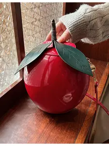 Women's Quirky Statement Apple Crossbody Bag, Unique Design with Leaf Detail, Stand-out Piece for Daily Outings & Festivals | Multiple Colors Available