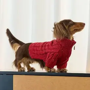 Pet Knitted Sweater, Two-Legged Zippered High-Neck Adjustable Half-Zip Warm Comfortable, Suitable for Greyhounds Whippets Bearded Collies Dobermans and Cat Pet Clothes, for Small to Large Dog Breeds