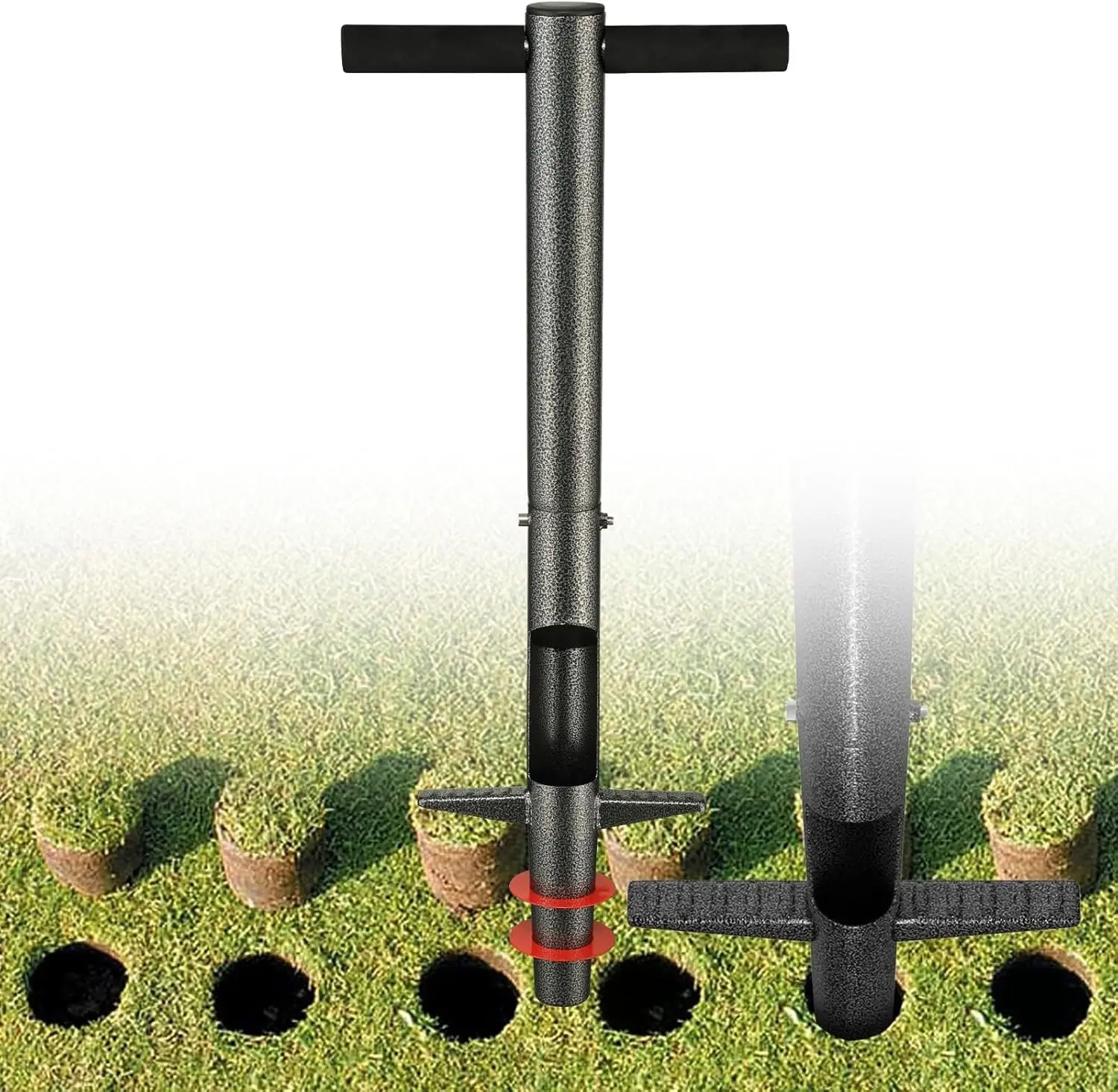 Bulb Planter Tool, 33.5 inch Long Handle Garden Sod Plugger to Dig Hole, Heavy Duty Metal Grass Plugger for Soil Test Planting or Weeding Spring Flowers Bulbs,Bedding Plants,Tulips, Lilies, Potato