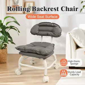 1 Count Rolling Backarest Chair, Ergonomic Rolling Stool for Home Office & Garage Tasks