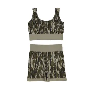 Adult Women Yoga Outfit Sports Camo Atheletic Clothing Set