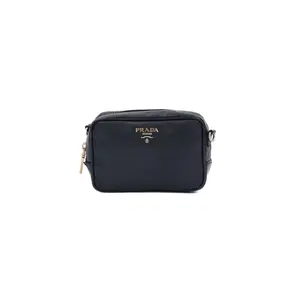 Pre-owned PRADA As Shown Crossbody Bags US0187 Chain Camera Bag Saffiano Leather Small Black Crossbody Bags