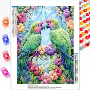 1pc Diamond Art Kit, Parrot Pattern 5D Diamond Painting Cross Stitch Kit, Gift Diamond Embroidery Mosaic, Suitable For Adult Beginners, Creative Stress Relief Handcraft Stick Diamond, Round Full Diamond DIY, Ideal New Year Gift For Home Decor And Wall Dec