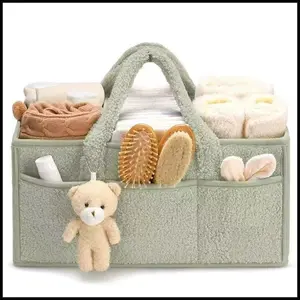 Large Felt Storage Bag, Baby & Travel Organizer, Travel Diaper Tote, Multifunctional Diaper Bag, Handheld Laptop Bag, Suitable for Home and Feeding Use, 1 Piece