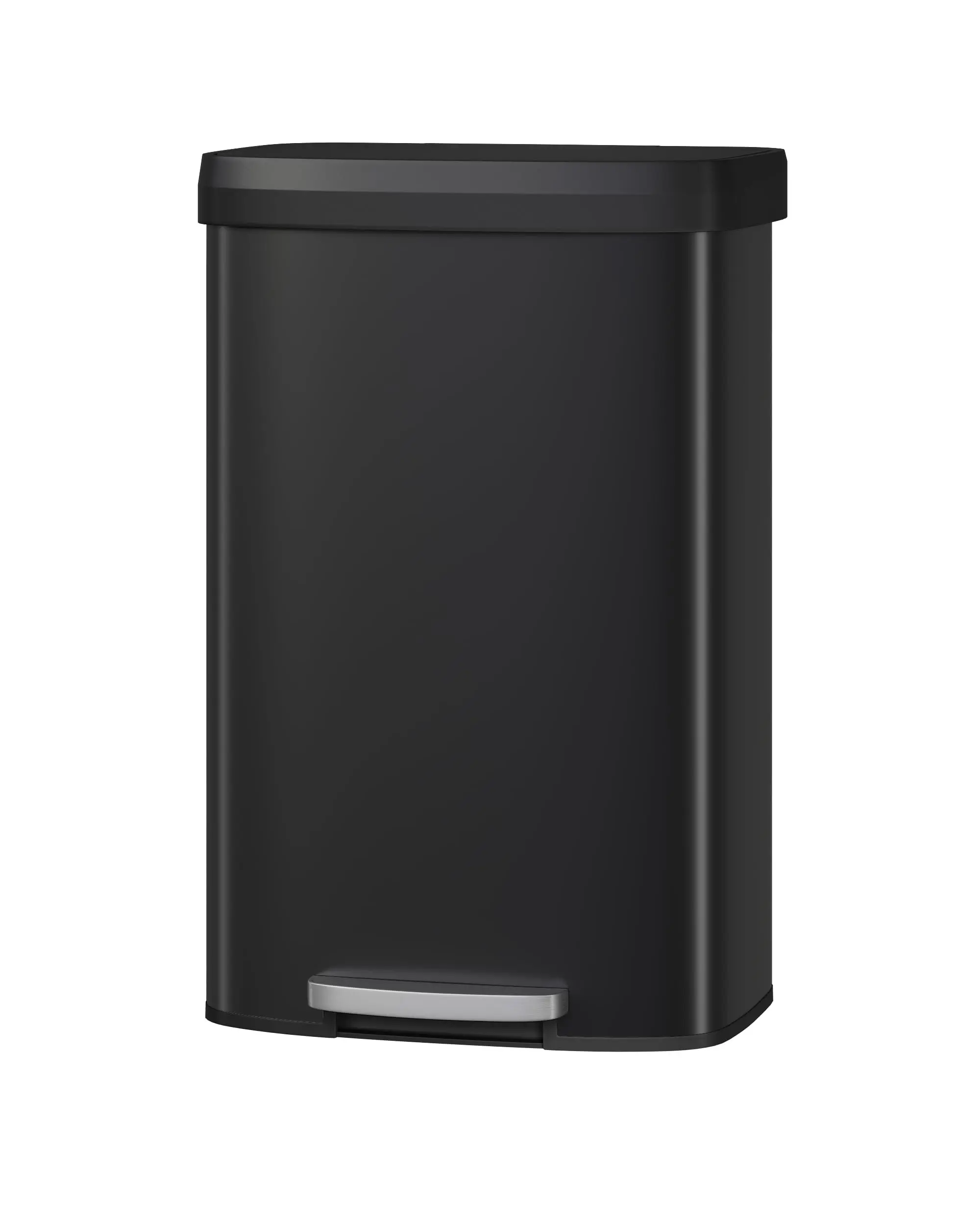 Garvee Upgraded 21 gal / 80 L Metal Trash Can with Lid, Large Garbage Can for Kitchen, Rustproof Step-on Kitchen Metal Trash Bin with Liner Rim, Rear Handle, Soft Close Plastic Lid, Black