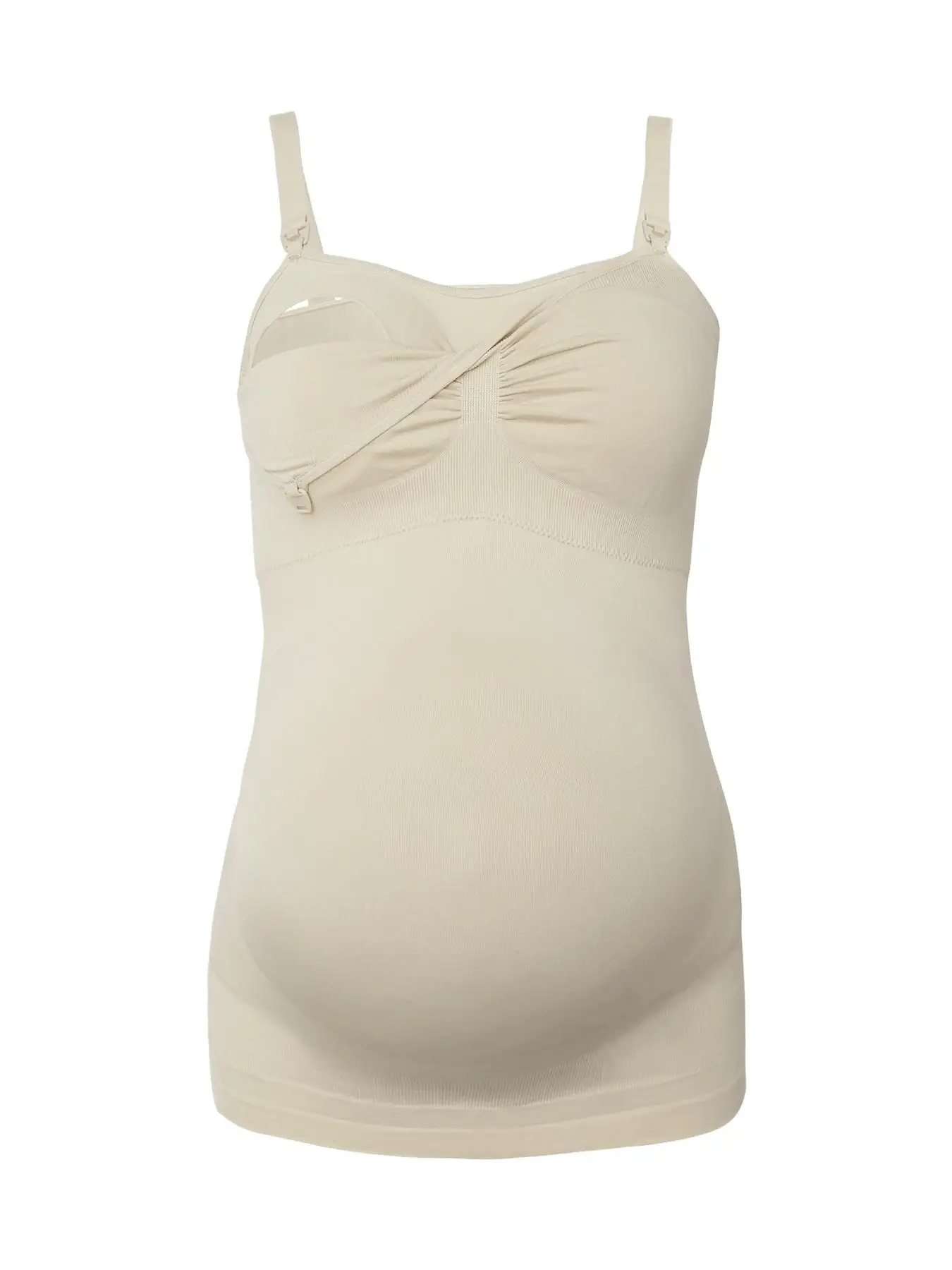 Women's Solid Ruched Nursing Tank Top with Built-in Bra, Spaghetti Strap Maternity Top, Pregnancy Women Clothes for Pregnancy & Postpartum