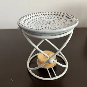 Ceramic burner Metal Oil Burner Wax Warmer, Delicate Romantic Ceramic Tealight Candle Holder Oil Burner, Fragrance Warmer Aromatherapy Wax Candle Tart Burner Warmer Diffuser for Home Bedroom Décor