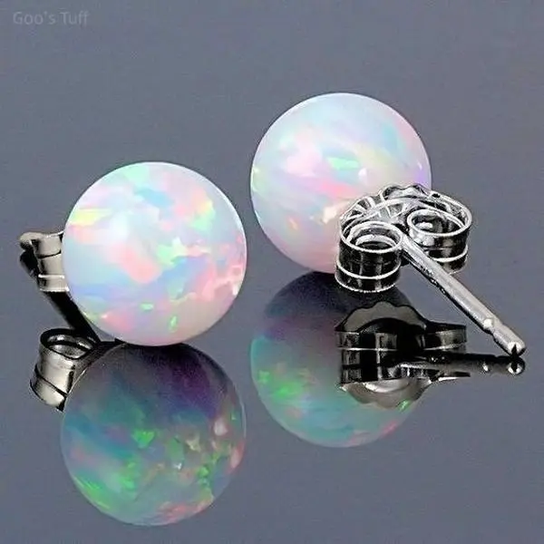 Women's Round Opal Stud Earrings, S925 Silver Pin, Dainty Minimalist Shiny Fire Flash Dreamy Fashion Ear Jewelry, Daily-Wedding Accessory Gift For Her
