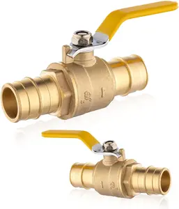 2 PCs PEX A Expansion Ball Valve, 1-Inch Brass Shut Off Valve for Hot and Cold, Fit PEX-A Expansion Pipe, ASTM F1960, Yellow(VALVE156)