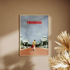 Rolled Print Unframed Truman Show Movie Poster Vintage Retro Film Art Print, Jim Carrey Classic Movie Wall Decor, Aesthetic Cinema Poster, Gift for Movie Lover or Cinephile