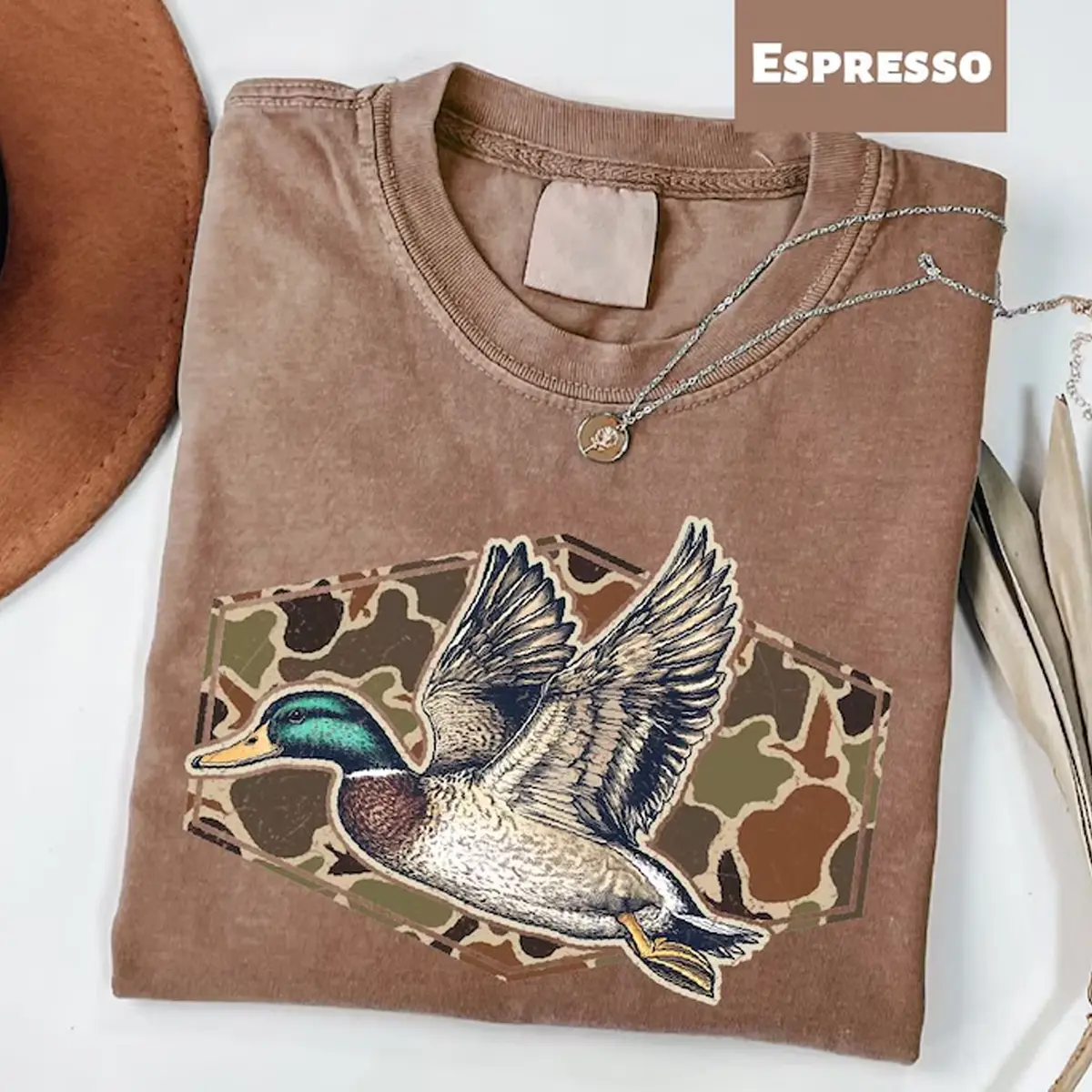 Comfort Colors Mallard Bird Old School Camo T-Shirt, Duck Bird Lover Top, Outdoors Nature Lover Shirt, Country Style Shirt, Duck Watching Shirt Top Womenswear Gift for Her
