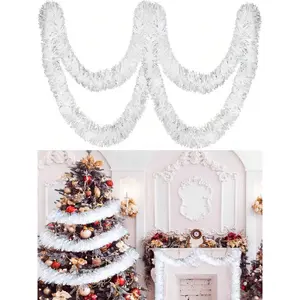 2pcs-Christmas Wreath, Green Christmas Sequin Wreath, Christmas Metal Twist Wreath, Wall Christmas Decoration Flower String,Fake Christmas Pine Tassel Oven For Party Hanging Ceiling Decoration, Party As Well As Christmas Decoration,