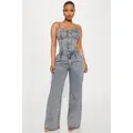Cassie Denim Pant Set - Vintage Wash