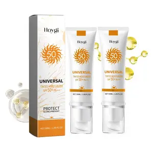 2-Pack Universal Tinted Face Moisturizer Sunscreen (SPF 50 PA+++). Prevents sunburn and tanning while keeping skin hydrated. Water-resistant, non-greasy formula suitable for all skin types.